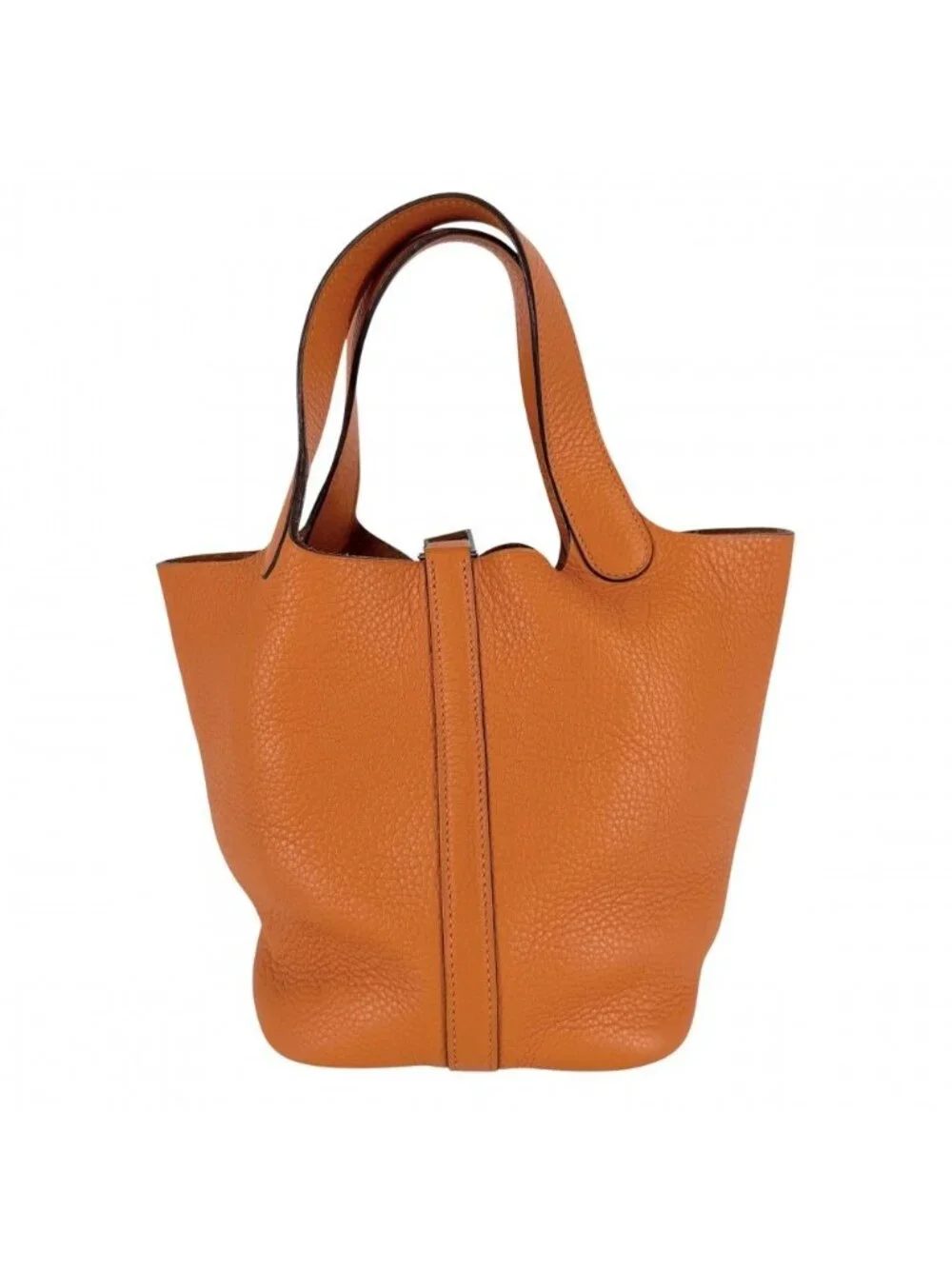 Hermes Handbag Picotin PM Leather Orange Silver